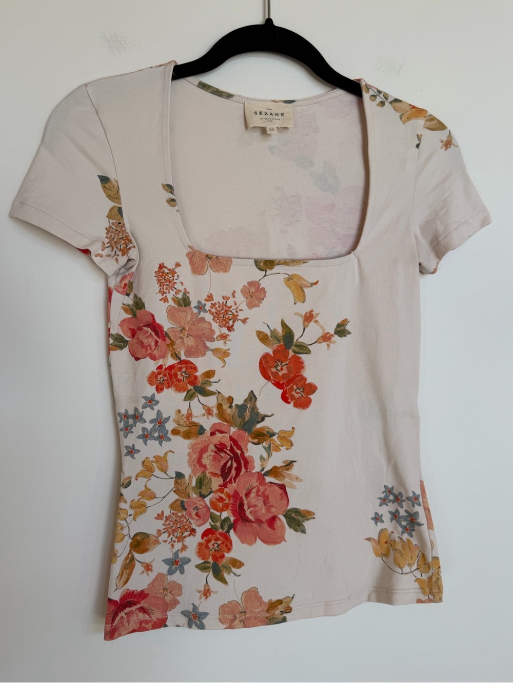 Sezane Amara T Shirt in Almeria Floral Print Size XS